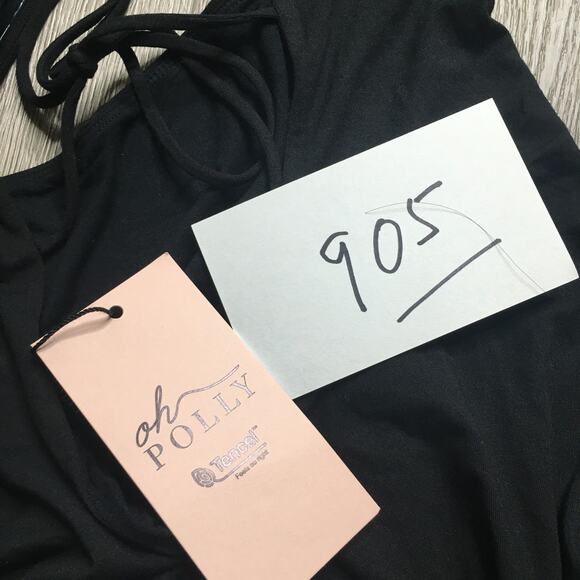 NWT Oh Polly Hope Modal Square Neck Long Sleeve Mini Dress Open Back Black L - Picture 11 of 11